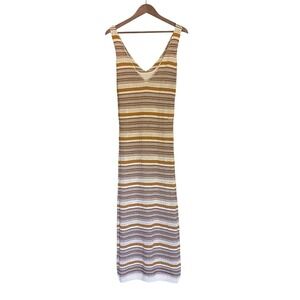 House of Harlow 1960 Crochet Knit Maxi Dress Striped Boho Metallic M